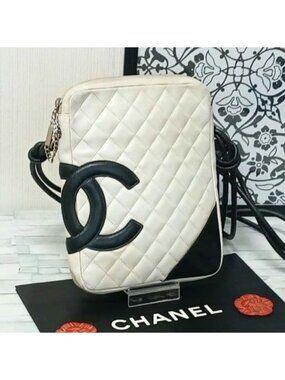 Chanel Cambon Line Shoulder Bag Tote White CC Logo